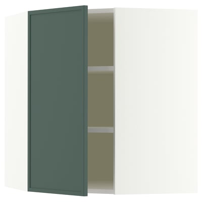 SEKTION Corner wall cabinet with shelves, white/Aspudden dark gray-green, 26x15x30 "