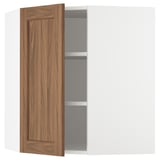 SEKTION Corner wall cabinet with shelves, white Enköping/brown walnut effect, 26x15x30 "