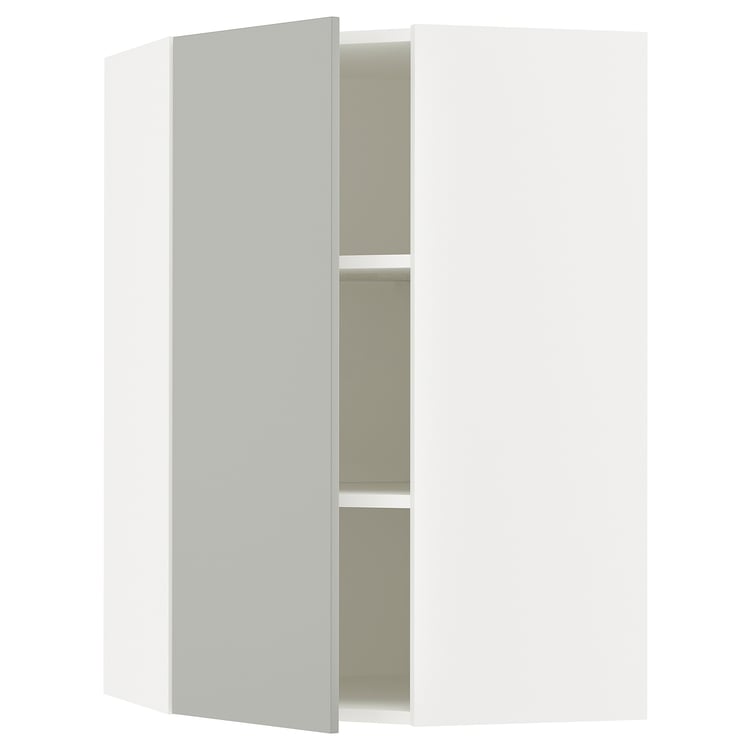 SEKTION corner wall cabinet with shelves, white/Havstorp light gray ...