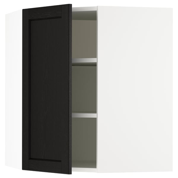 SEKTION Corner wall cabinet with shelves, white/Lerhyttan black stained, 26x15x30 "