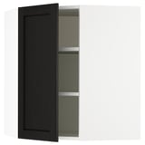 SEKTION Corner wall cabinet with shelves, white/Lerhyttan black stained, 26x15x30 "
