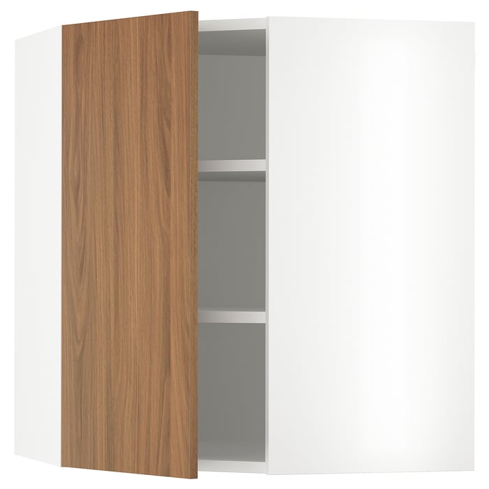 SEKTION corner wall cabinet with shelves, white/Tistorp brown walnut ...
