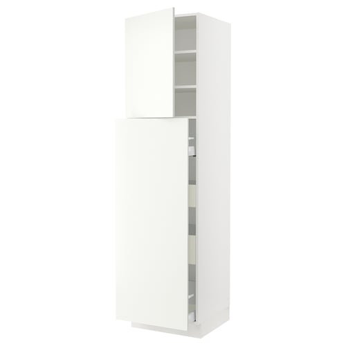 SEKTION white kitchen cabinet with adjustable shelves, sleek design, includes dampened hinge.