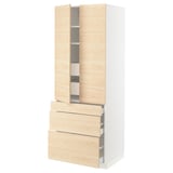 SEKTION High cab w 2 drs/3 fronts/5 drawers, white/Askersund light ash effect, 30x24x80 "