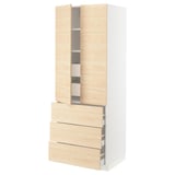 SEKTION High cab w 2 drs/3 fronts/5 drawers, white/Askersund light ash effect, 30x24x80 "