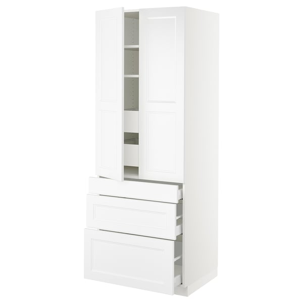 SEKTION High cab w 2 drs/3 fronts/5 drawers, white/Axstad matt white, 30x24x80 "