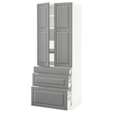 SEKTION High cab w 2 drs/3 fronts/5 drawers, white/Bodbyn gray, 30x24x80 "