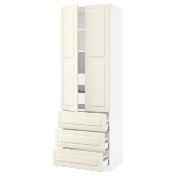 SEKTION High cab w 2 drs/3 fronts/5 drawers, white/Bodbyn off-white, 30x24x90 "