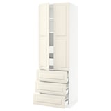 SEKTION High cab w 2 drs/3 fronts/5 drawers, white/Bodbyn off-white, 30x24x90 "