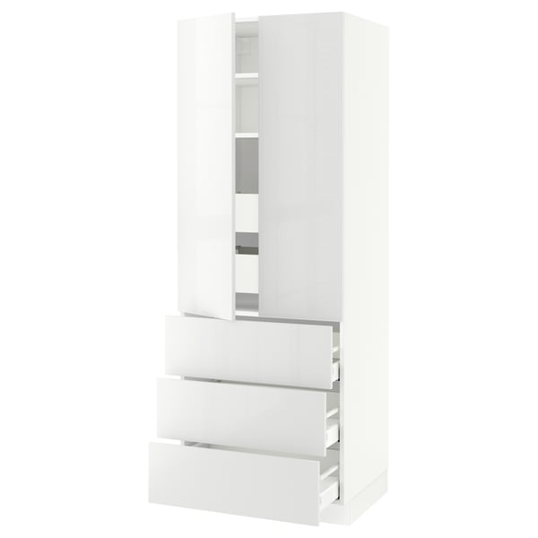 SEKTION High cab w 2 drs/3 fronts/5 drawers, white/Ringhult white, 30x24x80 "