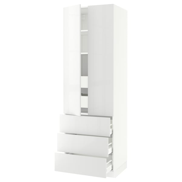 SEKTION High cab w 2 drs/3 fronts/5 drawers, white/Ringhult white, 30x24x90 "