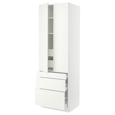 SEKTION High cab w 2 drs/3 fronts/5 drawers, white/Vallstena white, 30x24x90 "
