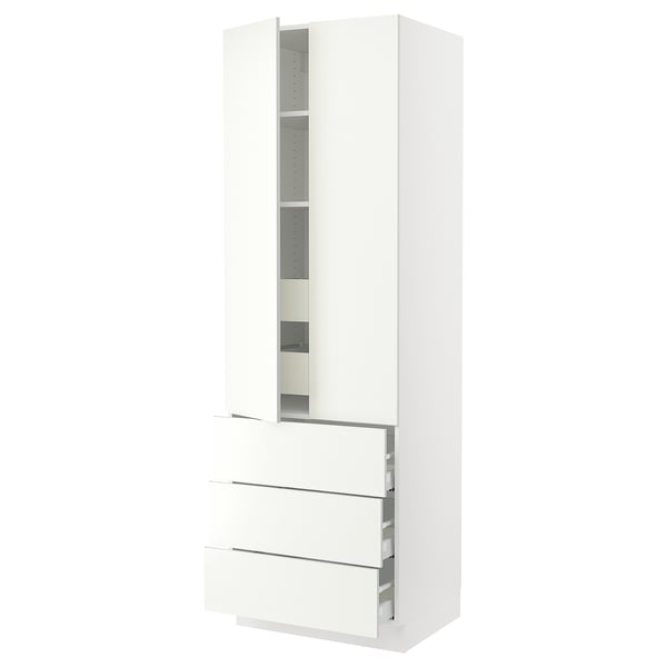 SEKTION High cab w 2 drs/3 fronts/5 drawers, white/Vallstena white, 30x24x90 "