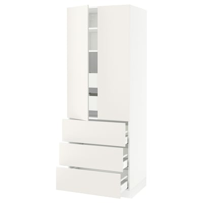 SEKTION High cab w 2 drs/3 fronts/5 drawers, white/Veddinge white, 30x24x80 "
