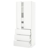 SEKTION High cab w 2 drs/3 fronts/5 drawers, white/Voxtorp matt white, 30x24x80 "