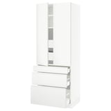 SEKTION High cab w 2 drs/3 fronts/5 drawers, white/Voxtorp matt white, 30x24x80 "