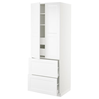 SEKTION High cab w 2drs/2 fronts/4 drawers, white/Axstad matt white, 30x24x80 "