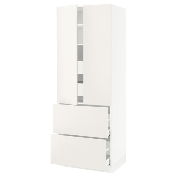 SEKTION High cab w 2drs/2 fronts/4 drawers, white/Veddinge white, 30x24x80 "