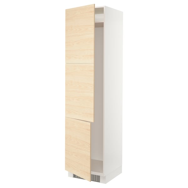 SEKTION High cabinet for fridge/freezer, white/Askersund light ash effect, 24x24x90 "