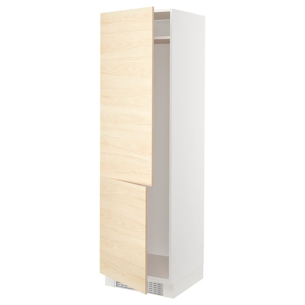SEKTION High cabinet for fridge/freezer, white/Askersund light ash effect, 24x24x80 "