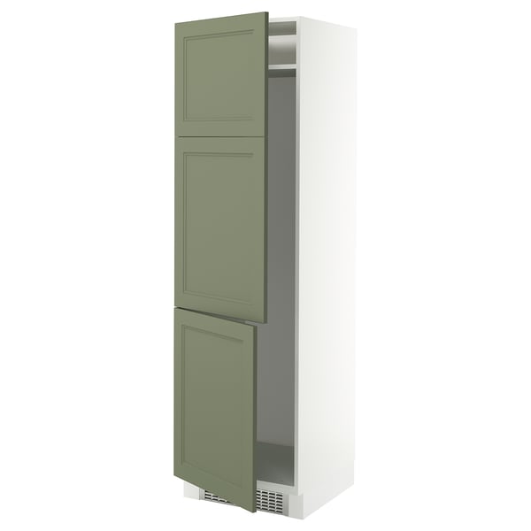SEKTION High cabinet for fridge/freezer, white/Axstad gray-green, 24x24x80 "