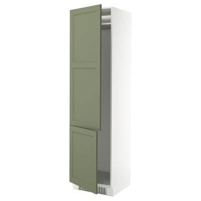 SEKTION High cabinet for fridge/freezer, white/Axstad gray-green, 24x24x90 "