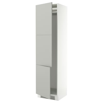 SEKTION High cabinet for fridge/freezer, white/Havstorp light gray, 24x24x90 "