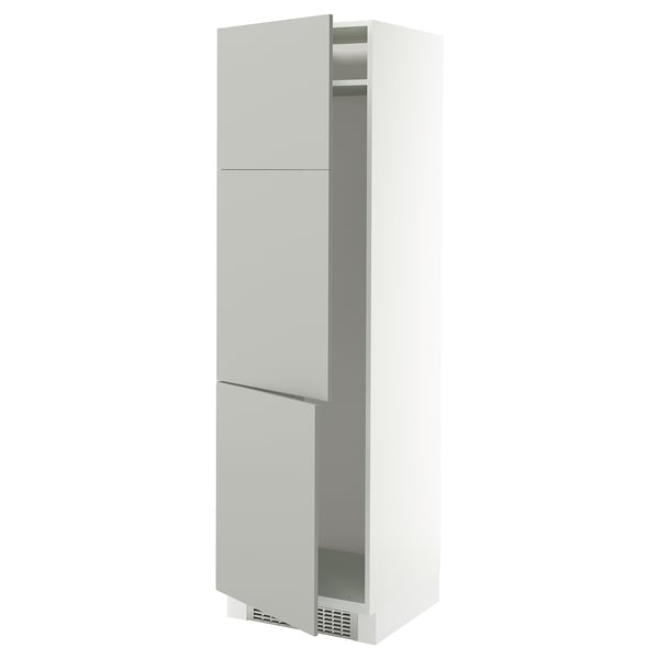 SEKTION High cabinet for fridge/freezer, white/Havstorp light gray, 24x24x80 "