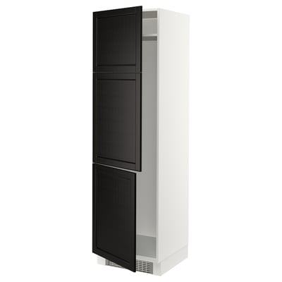 SEKTION High cabinet for fridge/freezer, white/Lerhyttan black stained, 24x24x80 "