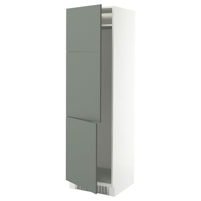 SEKTION High cabinet for fridge/freezer, white/Nickebo matt grey-green, 24x24x80 "