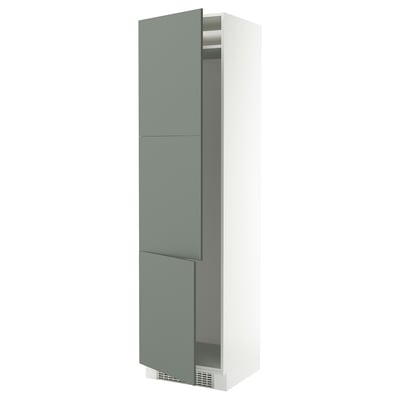 SEKTION High cabinet for fridge/freezer, white/Nickebo matt grey-green, 24x24x90 "