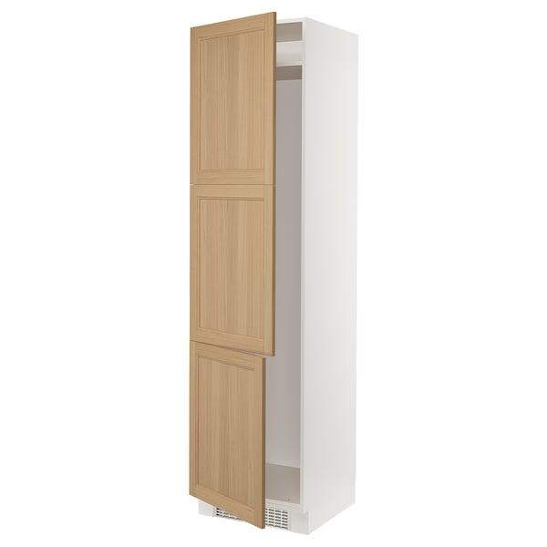 SEKTION High cabinet for fridge/freezer, white/Vedhamn oak, 24x24x90 "