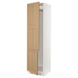 SEKTION High cabinet for fridge/freezer, white/Vedhamn oak, 24x24x90 "