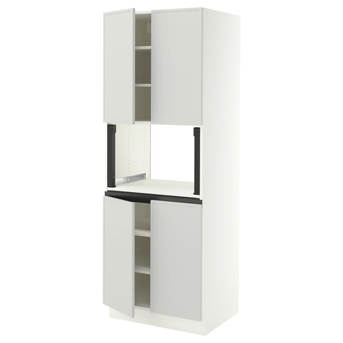 SEKTION High cabinet for micro w 4 doors, white/Aspudden light gray, 30x24x80 "