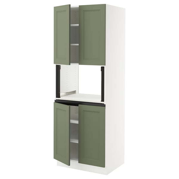 SEKTION High cabinet for micro w 4 doors, white/Axstad gray-green, 30x24x80 "