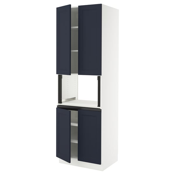 SEKTION High cabinet for micro w 4 doors, white Axstad/matte blue, 30x24x90 "