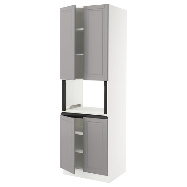 SEKTION High cabinet for micro w 4 doors, white/Bodbyn gray, 30x24x90 "
