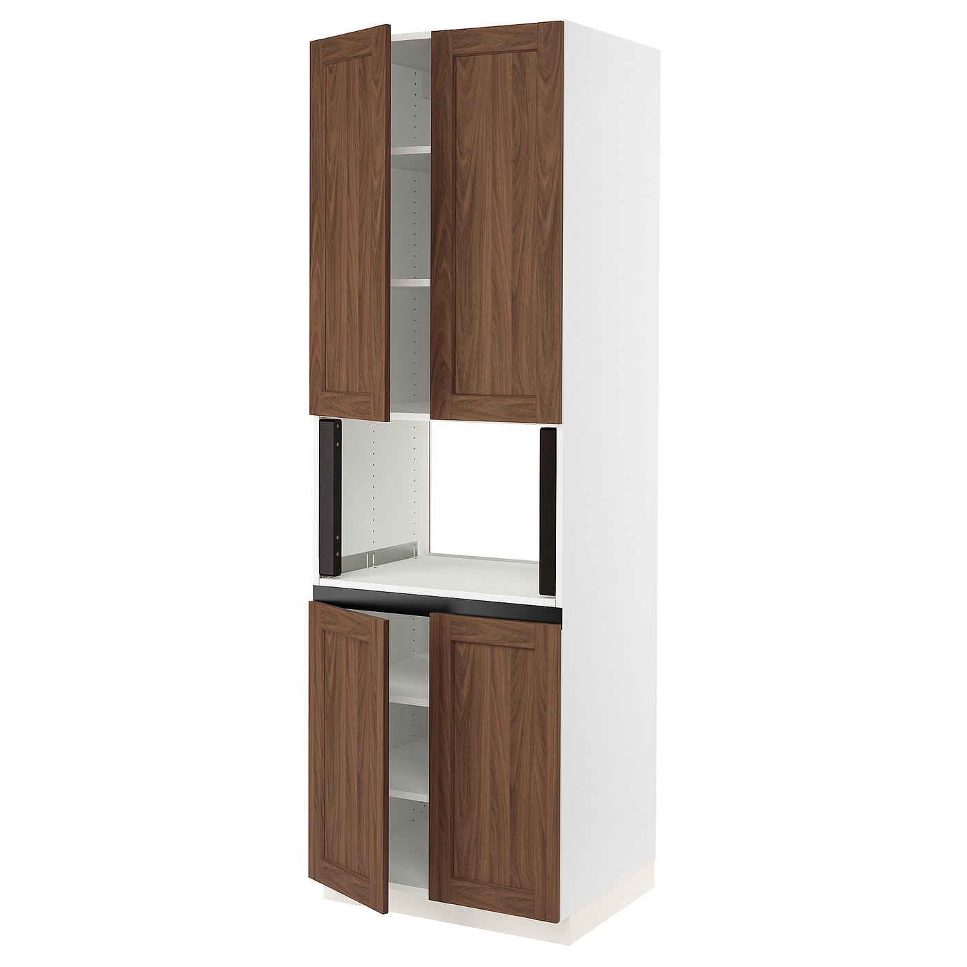 SEKTION high for micro w 4 doors, white Enköping/brown walnut