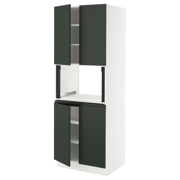 SEKTION High cabinet for micro w 4 doors, white/Havstorp deep green, 30x24x80 "