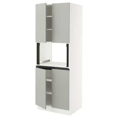 SEKTION High cabinet for micro w 4 doors, white/Havstorp light gray, 30x24x80 "