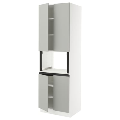 SEKTION High cabinet for micro w 4 doors, white/Havstorp light gray, 30x24x90 "