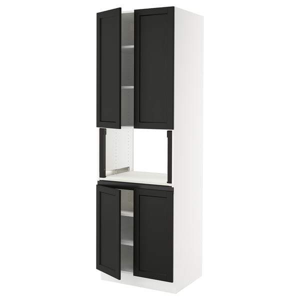 SEKTION High cabinet for micro w 4 doors, white/Lerhyttan black stained, 30x24x90 "