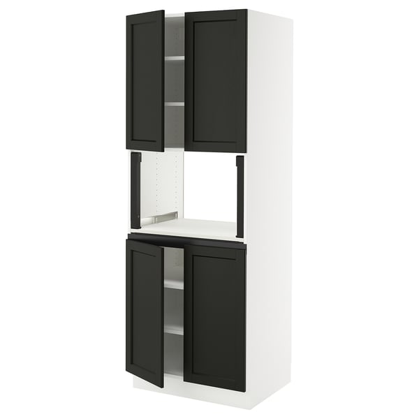 SEKTION High cabinet for micro w 4 doors, white/Lerhyttan black stained, 30x24x80 "