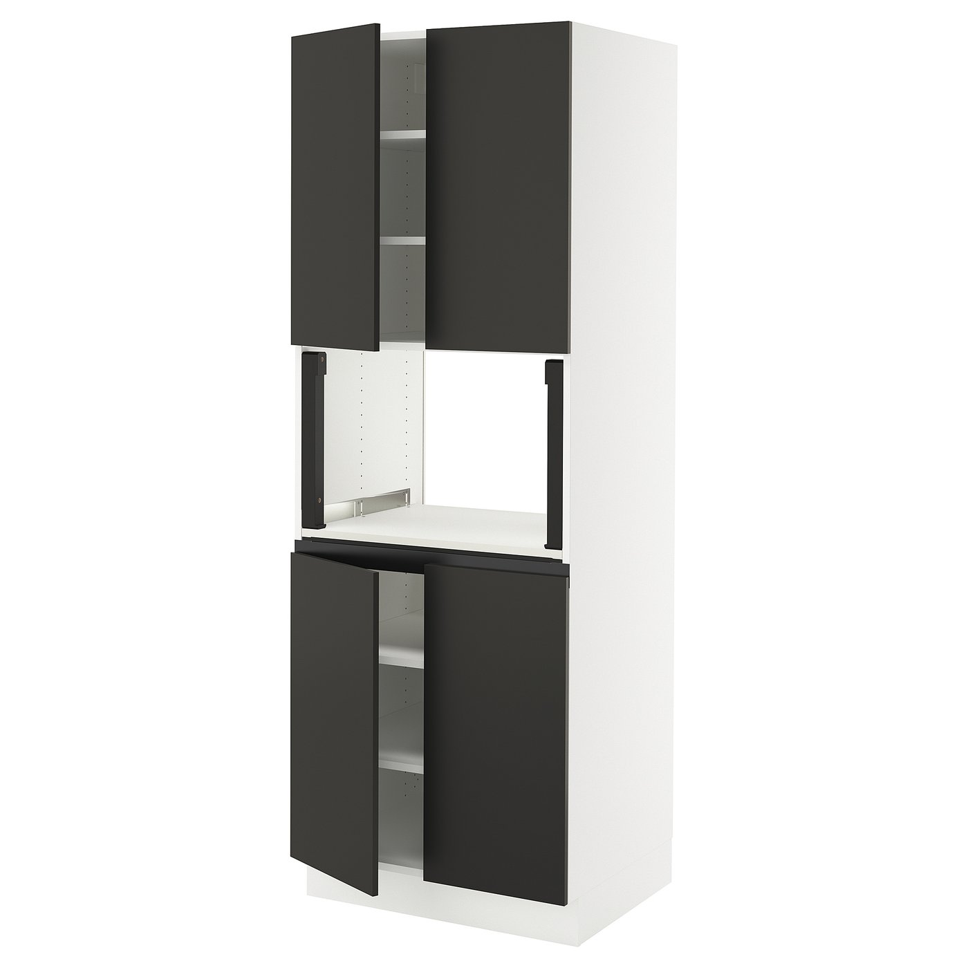 SEKTION high cabinet for micro w 4 doors, white/Nickebo matt