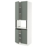 SEKTION High cabinet for micro w 4 doors, white/Nickebo matt grey-green, 30x24x90 "