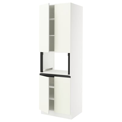 A white SEKTION kitchen cabinet with two doors and a drawer. It has a sleek, modern design with a smooth finish.