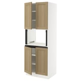 SEKTION High cabinet for micro w 4 doors, white/Vedhamn oak, 30x24x80 "