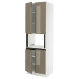 SEKTION High cabinet for micro w 4 doors, white/Voxtorp high-gloss dark grey-brown, 30x24x90 "