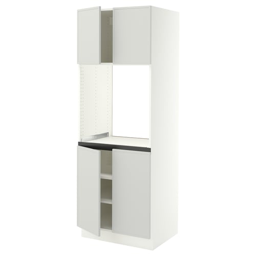 SEKTION High cabinet for oven w 4 doors, white/Aspudden light gray, 30x24x80 "