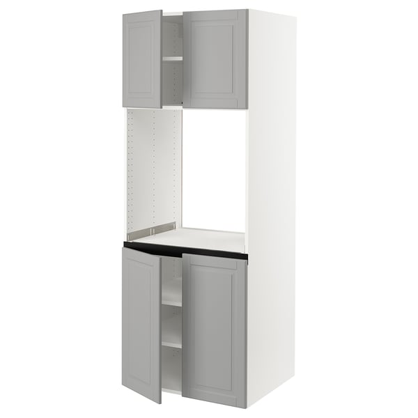 SEKTION High cabinet for oven w 4 doors, white/Bodbyn gray, 30x24x80 "